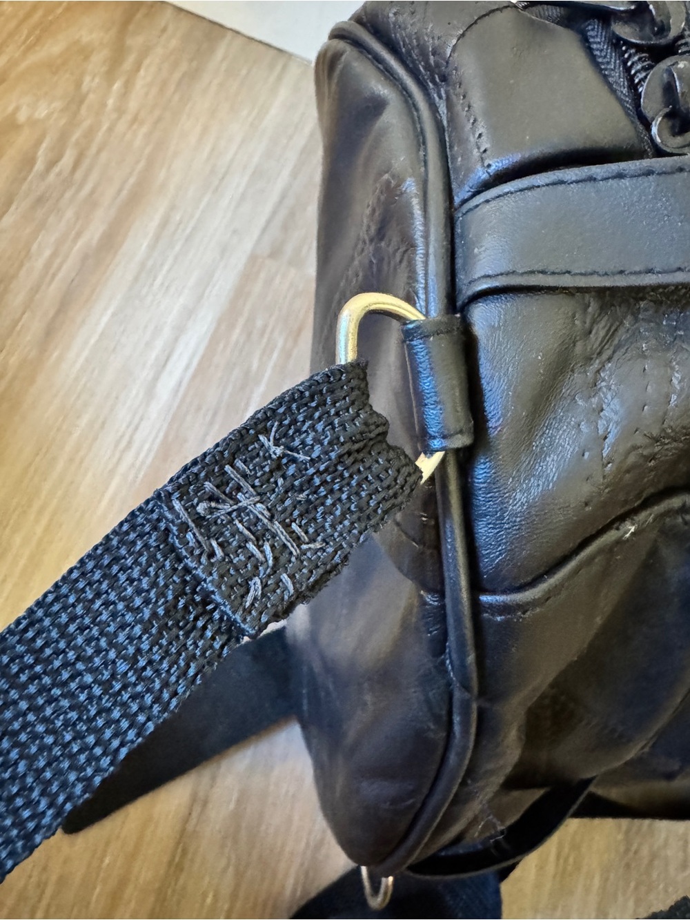 Diamond Plate Buffalo Leather Black Motorcycle Sissy Bar Travel Bag straps - Picture 3 of 7